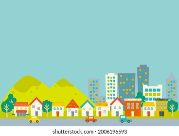 Vector illustration of blue sky and cityscape