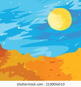 Vector illustration of blue sky in the desert
