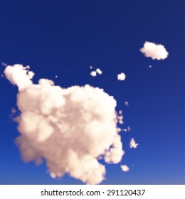 Vector illustration of blue sky with realistic cloud. 