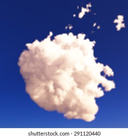 Vector illustration of blue sky with realistic cloud. 