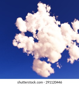 Vector illustration of blue sky with realistic cloud. 