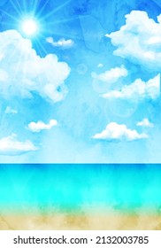 Vector illustration of blue sky and sea