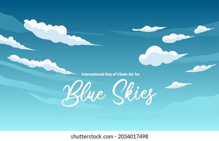 Vector Illustration, Blue Sky With White Clouds, As Background Or Banner Image, International Day Of Clean Air For Blue Skies.