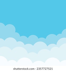 Vector illustration of blue sky with white clouds. Sky background with space for text.