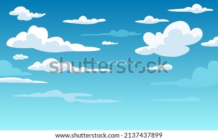 Vector illustration, blue sky with white clouds, as background or banner image, International Day of Clean Air for Blue Skies.