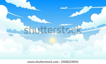 Vector illustration of blue sky with white clouds background	