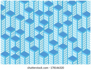 vector illustration of blue skyscrapers