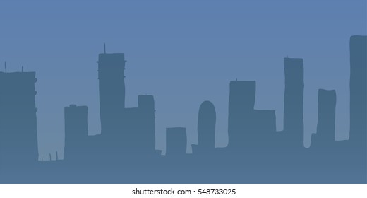 Vector illustration. Blue skyscrapers.