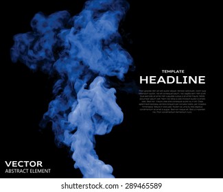Vector illustration of blue smoke elements on black. Use it as a background in your design projects.