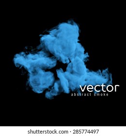 Vector illustration of blue smoke on black. Use it as an element of background in your design.