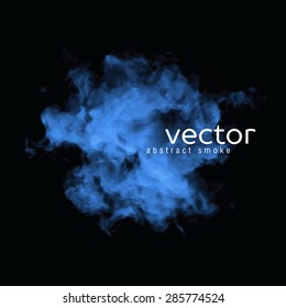 Vector illustration of blue smoke on black. Use it as an element of background in your design.