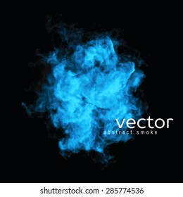 Vector illustration of blue smoke on black. Use it as an element of background in your design.