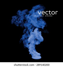 Vector illustration of blue smoke on black. Use it as an element of background in your design.