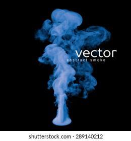 Vector Illustration Of Blue Smoke On Black. Use It As An Element Of Background In Your Design.