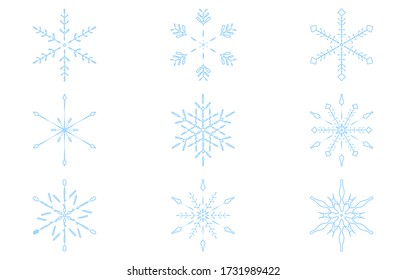 Ilustración vectorial del copo de nieve azul