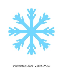 Vector illustration of a blue snowflake for the new year on a white isolated background