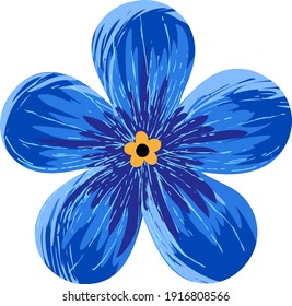 Vector illustration. Blue spring forget-me-not flower on white background.