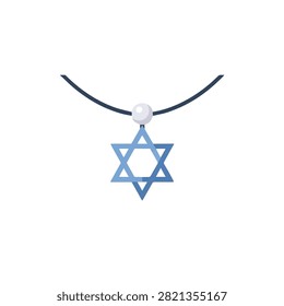 Vector Illustration of a Blue Star of David Necklace Pendant Representing Judaism and Jewish Faith