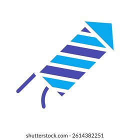 Vector Illustration of Blue Striped Rocket Firework
