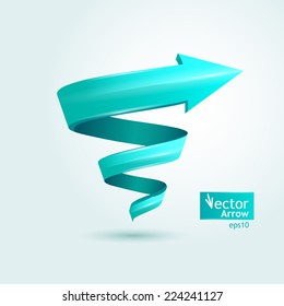 Vector illustration. Blue stylish arrow, pointer, spiral