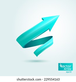 Vector illustration. Blue stylish arrow, pointer, spiral