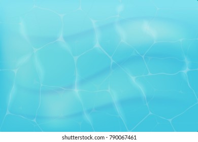 vector illustration of a blue surface of sea water with glare and sunlight. wavy sand on the bottom