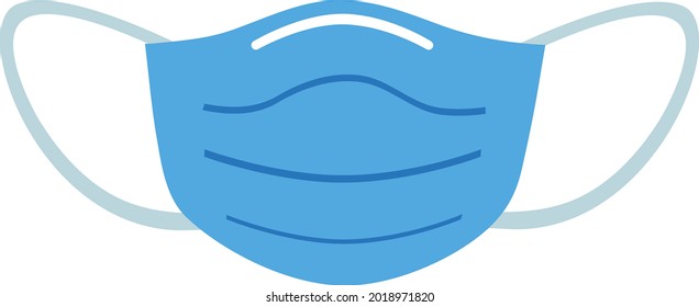 A vector illustration of a blue surgical face mask. 