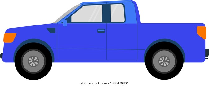 vector illustration of a blue suv car pickup truck vehicle.