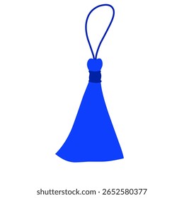 Vector illustration of a blue tassel, often used in accessories, graduation caps, interior decoration, or cultural crafts. Simple and versatile design suitable for fashion, decor, or festive projects.