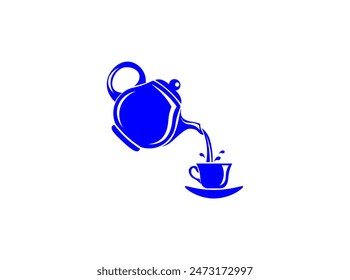 Ilustración vectorial de tetera azul y taza