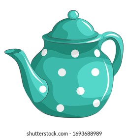 ilustración vectorial, tetera azul, icono de estilo retro, aislar en un fondo blanco