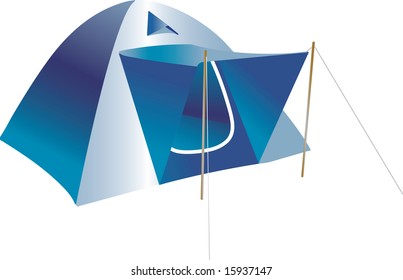 Vector illustration of blue tent