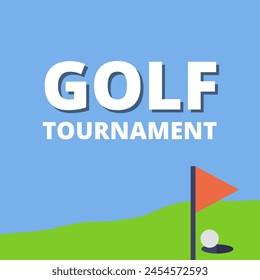 vector illustration of the blue theme poster template for a golf tournament in August 2024. Golf concept with sport icons design