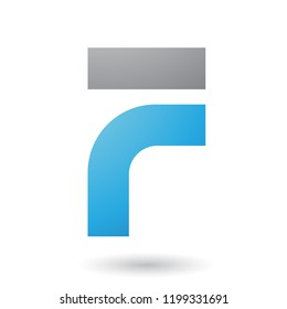 Vector Illustration of Blue Thick and Bowed Letter F isolated on a White Background