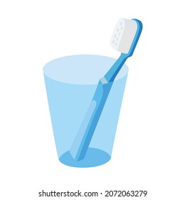 Vector illustration of blue toothpaste in a blue glass