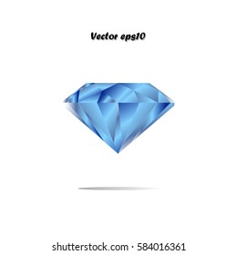 Vector illustration blue topaz on white background