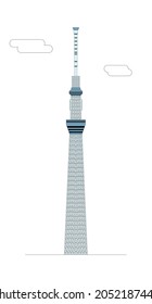 Vector illustration of blue tower of Tokyo.