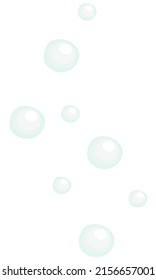 Vector illustration of blue transparent bubbles isolated on white background.