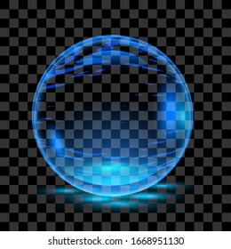 Vector illustration of blue transparent clear shiny crystal ball logo.