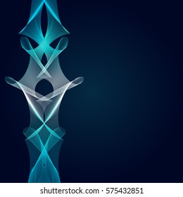 Vector illustration of blue and turquoise abstract geometric column to background.