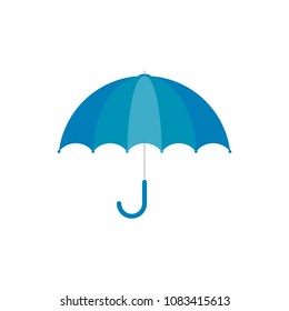 Vector Illustration. Blue umbrella icon. Blue umbrella isolated on white background. Cartoon style