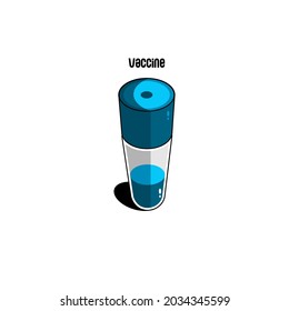 vector illustration of blue vaccine bottle