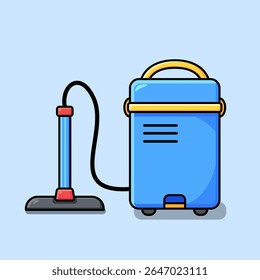 Vector illustration of a blue vacuum cleaner, suitable for use in designs with the theme of cleanliness, education, and can also be used as a sticker
