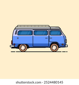 Vector Illustration Of A Blue Van Suitable For Children's Book Illustrations