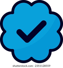 Vektorgrafik eines blau verifizierten Abzeichen-Icons.
