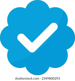 Vector illustration of blue verified symbol with a tick. Verification badge.
