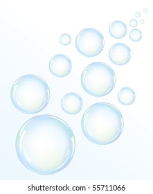 Vector illustration of blue water bubbles