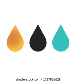 Vector illustration of a blue water drop oil drop and fuel drop
