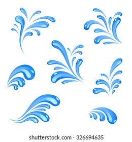 Vector illustration of  blue water drops on white background