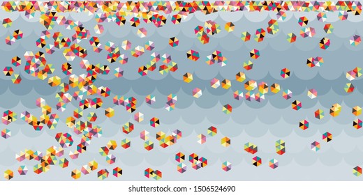 vector illustration of blue water and floating colorful pieces for ocean plastic pollution abstract background